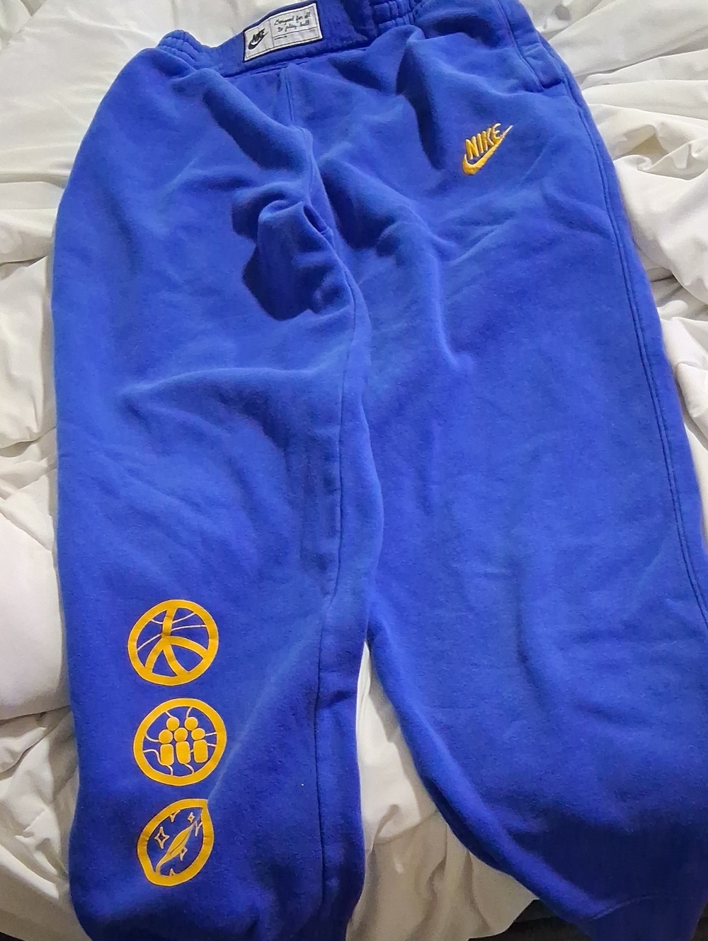 Nike Kids Royal Blue Sweatpants with Yellow Logos